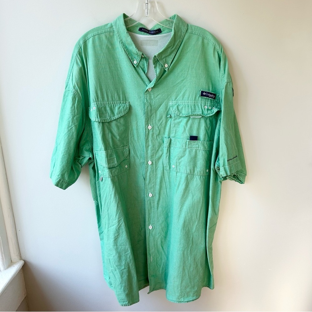 Men’s Columbia PFG short sleeved XXL green cotton fishing sh…